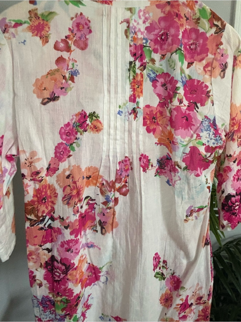 La Cera Floral Pintuck Dress with Pink & Coral Flowers - Picture 6 of 16
